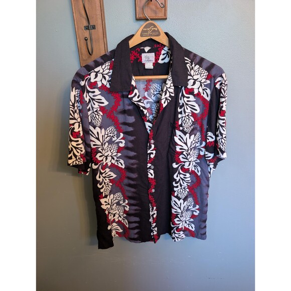 Vintage Black and Red Aloha Shirt: Mens Hawaiian Shirt Size XL - Picture 1 of 10